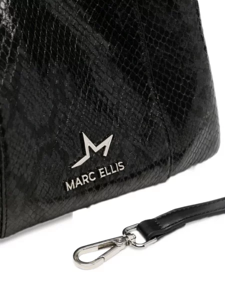 Geantă shopper Marc Ellis cu model piele de șarpe cu autograf negru