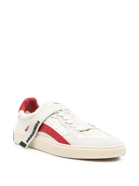Sneakerși Dsquared2 cu bretele cu autograf alb