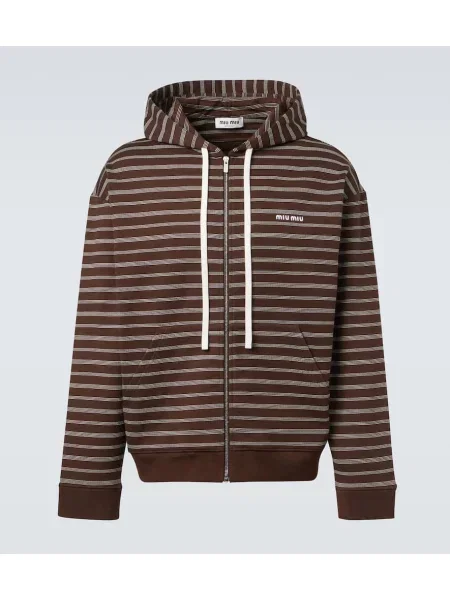 Hoodie Miu Miu s črtami rjava