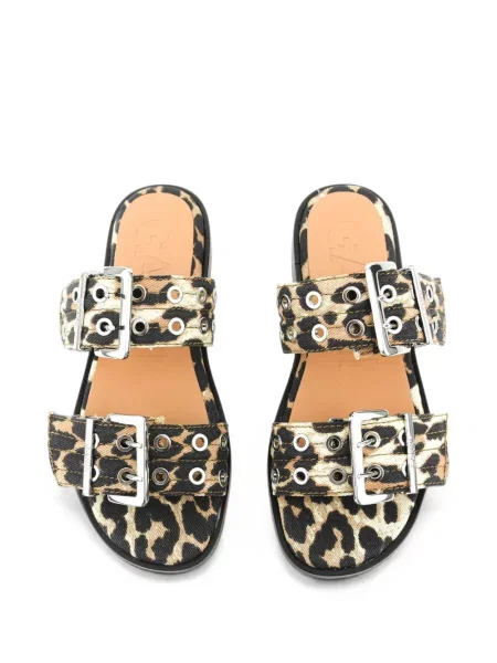 Sandale Ganni cu imagine cu model leopard cu cataramă