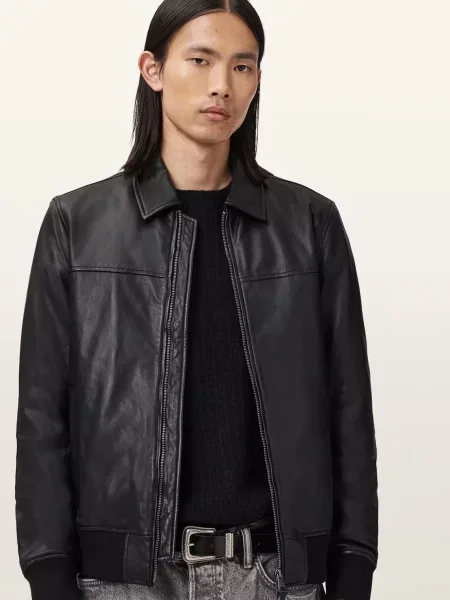 Шкіряна куртка Allsaints чорна