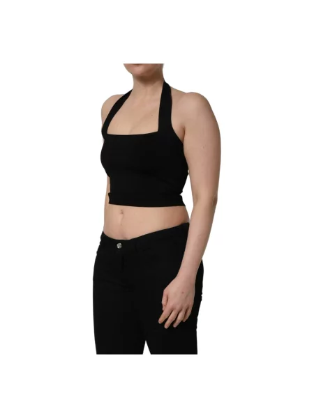 Krótki top Dolce And Gabbana z dekoltem halter czarny