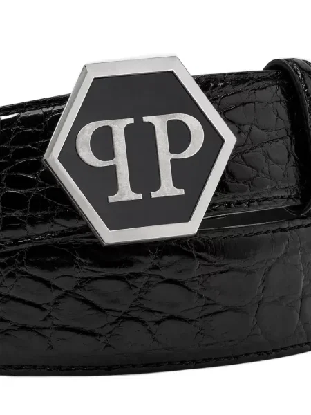 Cu centură curea Philipp Plein din piele negru