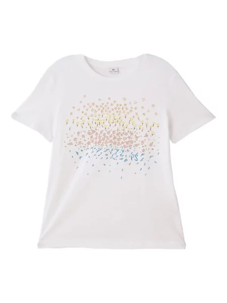 Tricou Ps Paul Smith cu model floral cu imagine alb
