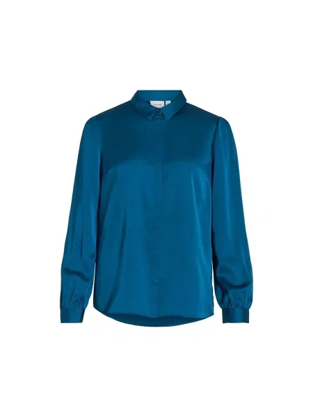 Top Vila din satin albastru