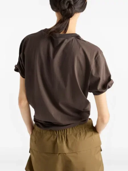 Tricou Prada cu decolteu rotund maro