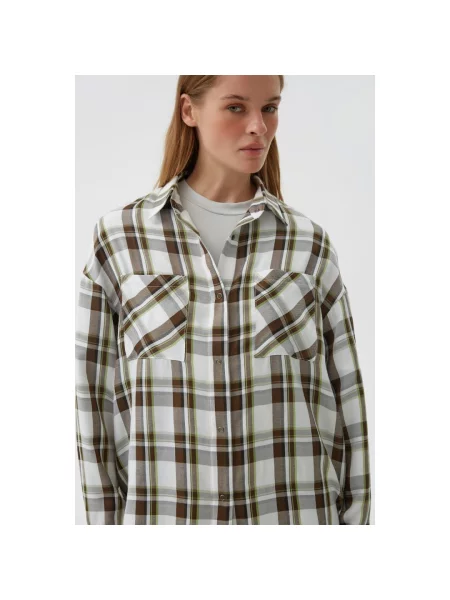 Картата сорочка оливкова Estro зелена