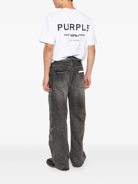 Tricou Purple Brand din jerseu scurt alb