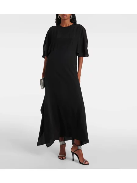 Rochie maxi Stella Mccartney de mătase de costum negru