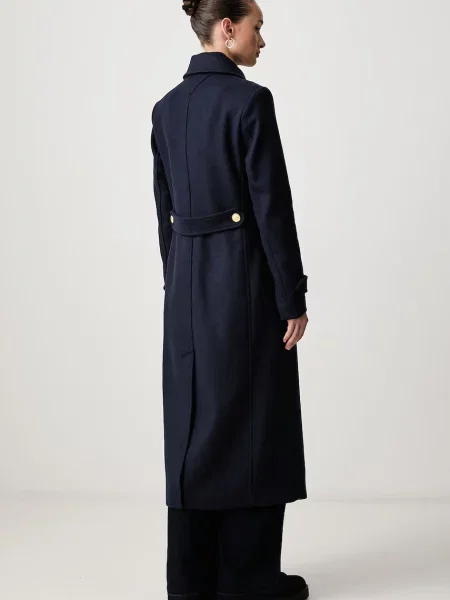 Tommy Hilfiger płaszcz z wełną granatowy