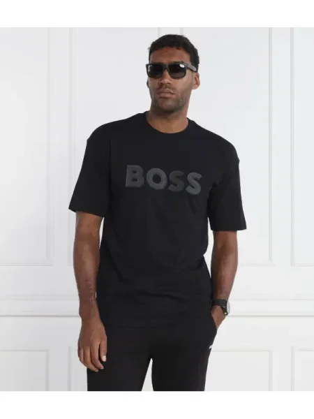 BOSS GREEN Tricou Tee Lotus negru