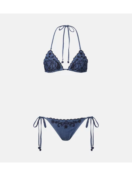 Bikini Zimmermann cu broderie albastru