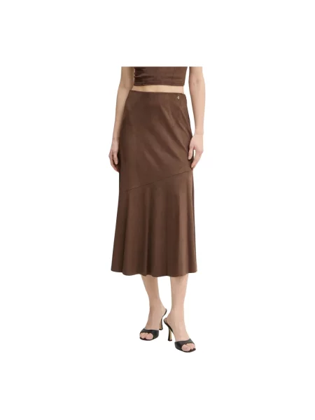 Spódnica midi Guess brązowa