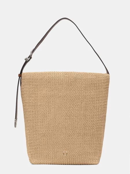 Pinko Geantă shopper BUCKET BIG TRITTICO cu adaos de piele bej