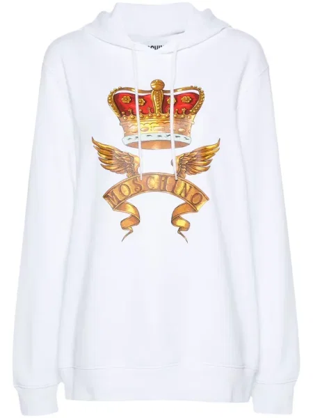 Hanorac cu glugă Moschino cu imagine alb