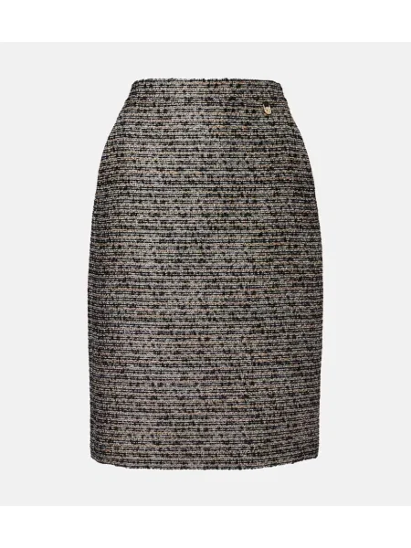 Fustă midi Max Mara din tweed până la genunchi negru