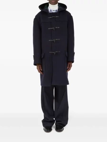 Vilnonis paltas Maison Margiela su gobtuvu mėlyna