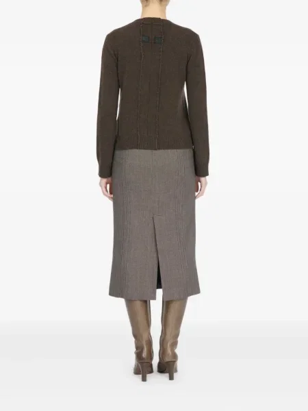 Pulover Mm6 Maison Margiela de lână cu decolteu în V maro