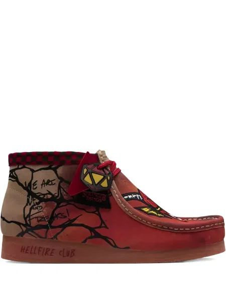 Pantofi Clarks Originals cu șireturi din dantelă roșu