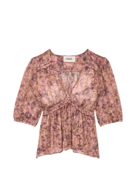 Top Ba&sh cu model floral cu imagine roz