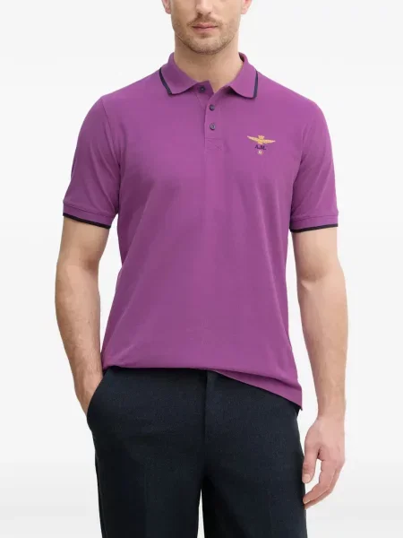 Tricou polo Aeronautica Militare cu broderie violet