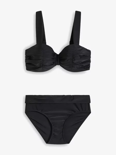 Bikini z biustonoszem o kroju balkonetki z wyściełanymi ramiączkami komplet 2 cz. czarne
