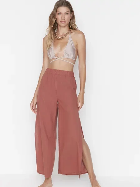 Lanene hlače Trendyol rdeča