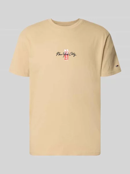 T-shirt o kroju regular fit z czystej bawełny Tommy Jeans beżowa