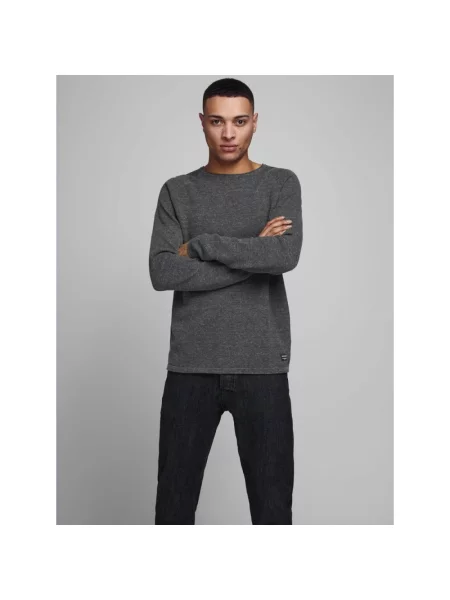 Jack & Jones Swetry Mężczyzna L Dzianina z okrągłym dekoltem szary