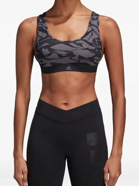 Podkoszulka Adidas w paski na jednym ramieniu na platformie czarna