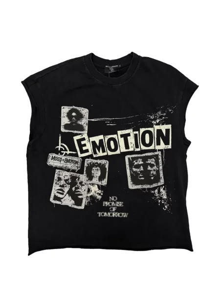 Tricou Mixed Emotion fără mâneci cu imagine negru