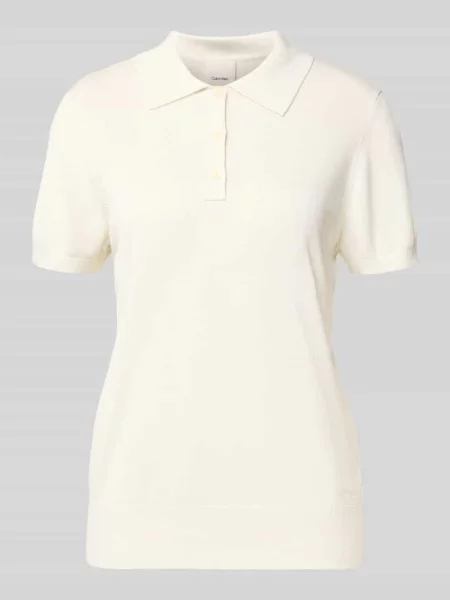 Koszulka polo o kroju slim fit z czystej Calvin Klein Womenswear biała