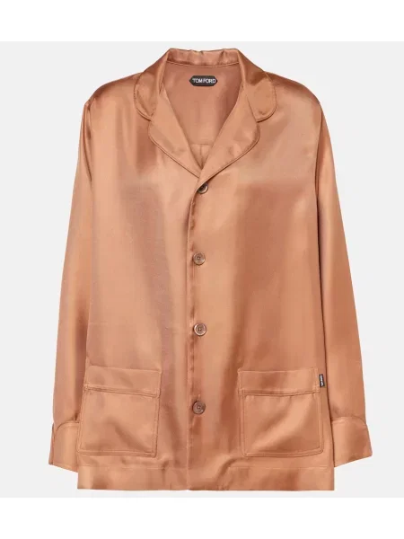 Cămașă Tom Ford de mătase maro