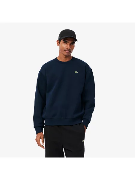 Lacoste Bluza Z Bawełnianej Dresówki granatowa
