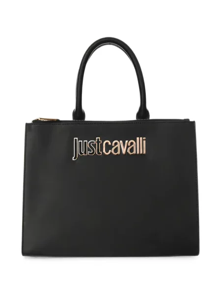 Geantă shopper Just Cavalli cu autograf negru