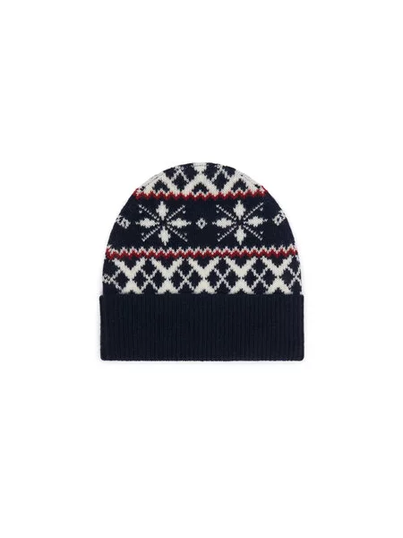 Čiapka Tommy Hilfiger Th Flag Fairisle Tmavomodrá