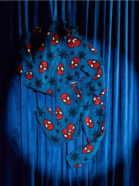 Sinsay Volné Fleece Kalhoty Spider-Man námořnická modrá
