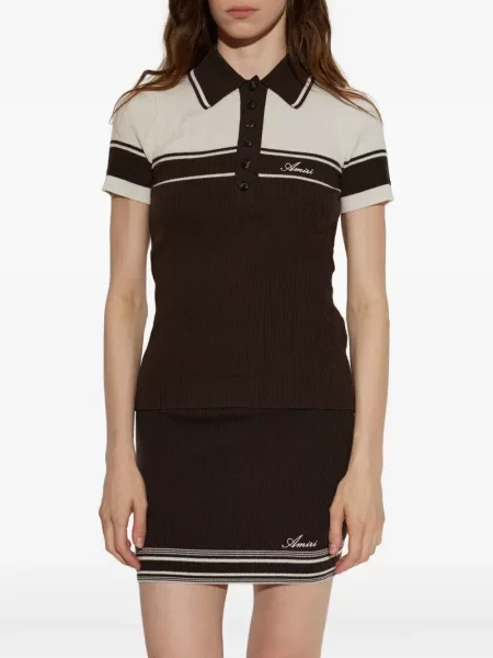 Ριγέ polo Amiri με κέντημα καφέ