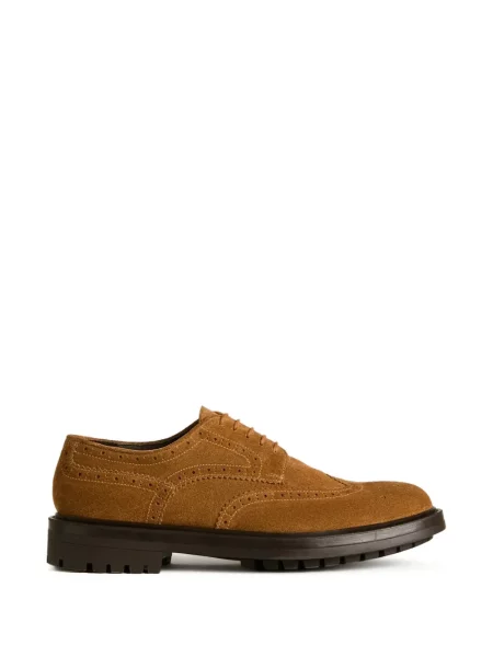 Brogues Kiton din piele de căprioară maro