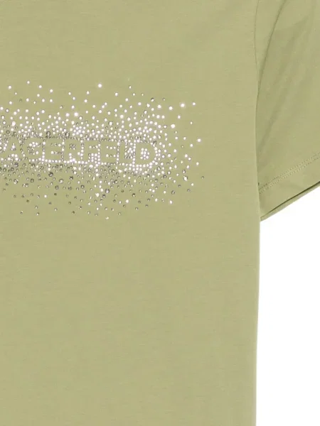 Kryształ górski koszulka Karl Lagerfeld z okrągłym dekoltem zielona
