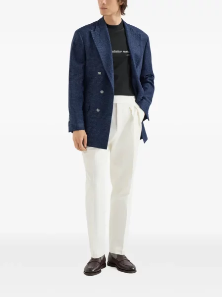 Tricou Brunello Cucinelli cu broderie cu mâneci lungi din jerseu negru