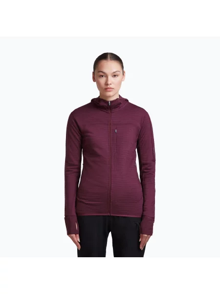 Bluză de trekking pentru femei Icebreaker Merino Realfleece Descender Zip Hoodie dark berry