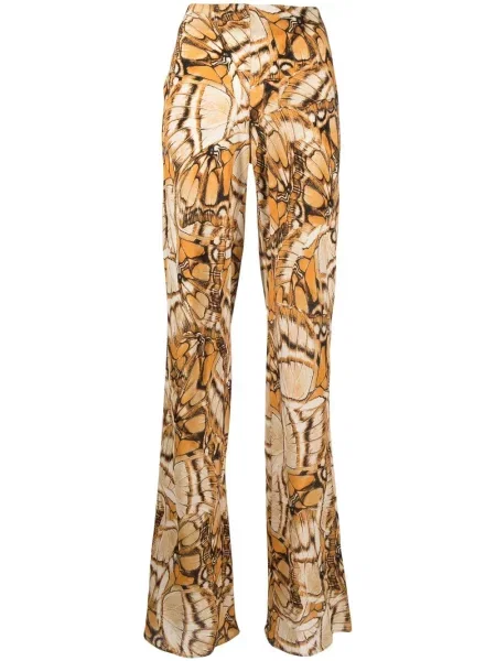 Pantaloni palazzo Alberta Ferretti de mătase cu imagine