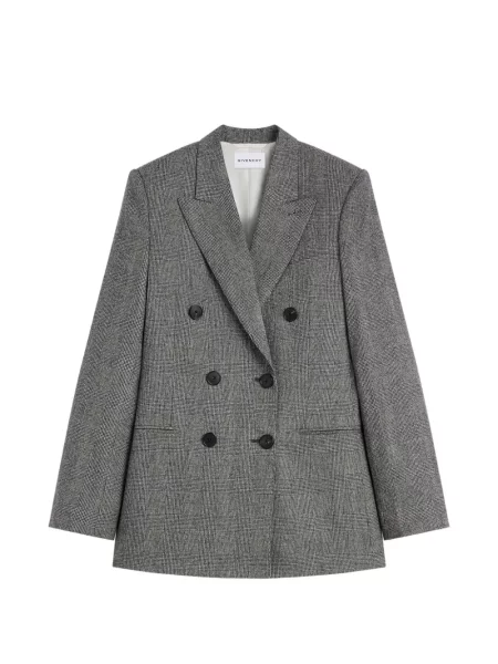 Geacă Givenchy în carouri de flanelă cu două rânduri de nasturi gri