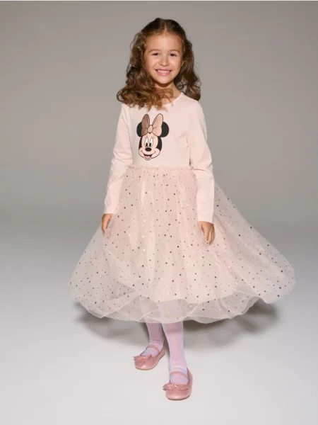 Sinsay Šaty s tylem Minnie Mouse pastelová růžová