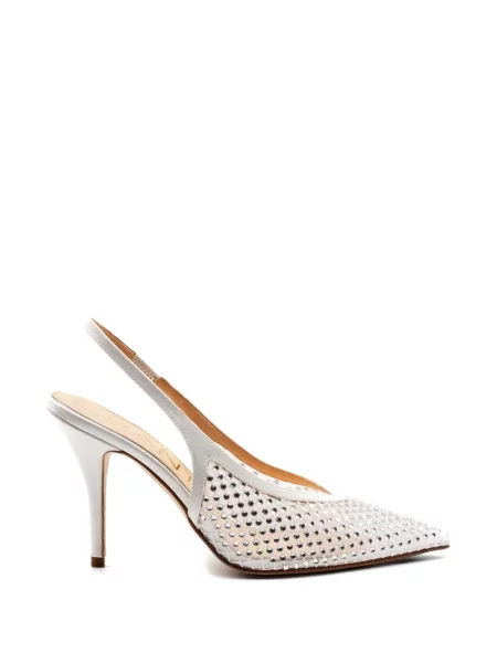 Stras pantofi cu toc Chantal slingback alb
