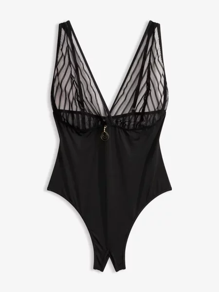 "Body ze stringami ""ouvert""" czarny