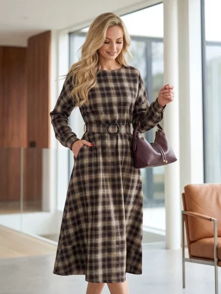 Сукня міді Dressa бавовна/віскоза коричневий