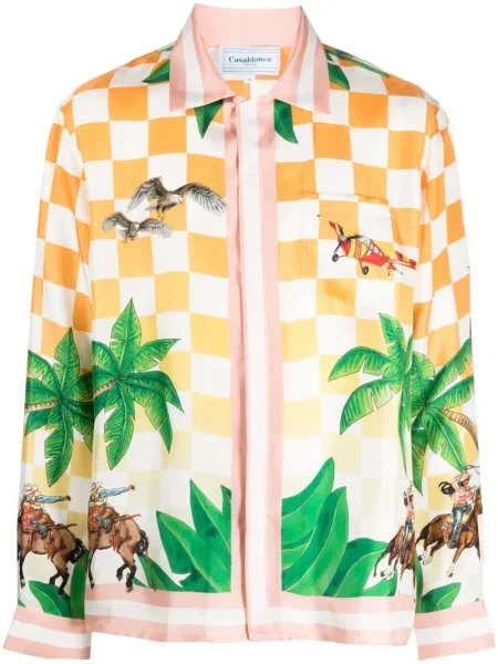 Cămașă Casablanca de mătase portocaliu