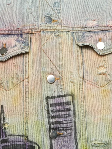 Kurtka Amiri z przetarciami niebieska